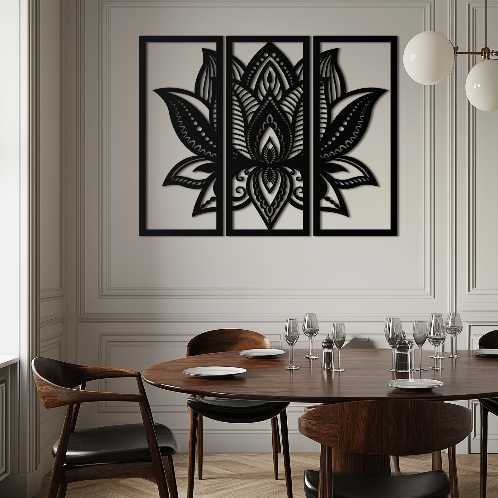 Mandala Lotus Metal Duvar Sanatı - Zarif ve Manevi Ev Dekoru - KAF148