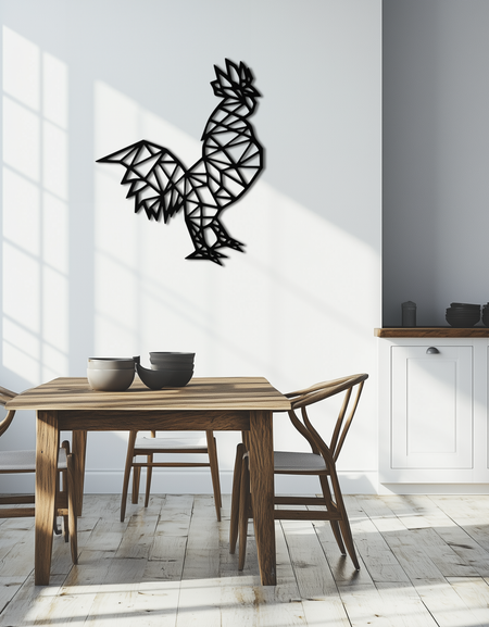 Geometric Rooster Metal Wall Art - Modern Farmhouse Decor - KAF149