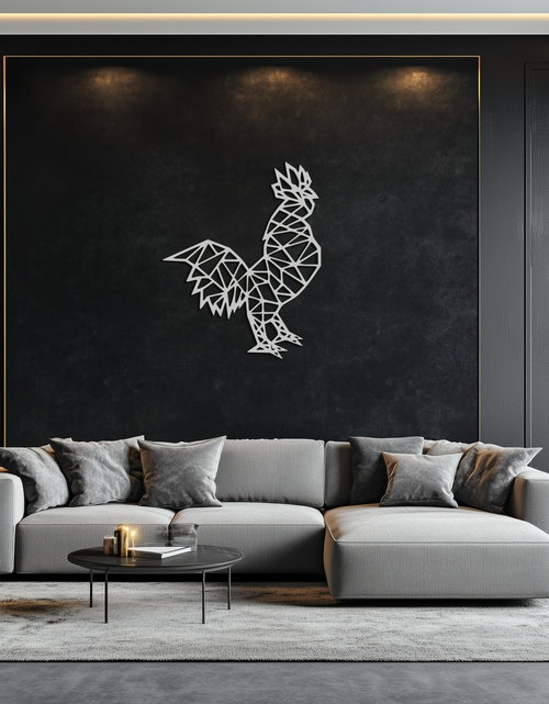 Load image into Gallery viewer, Geometric Rooster Metal Wall Art - Modern Farmhouse Decor - KAF149

