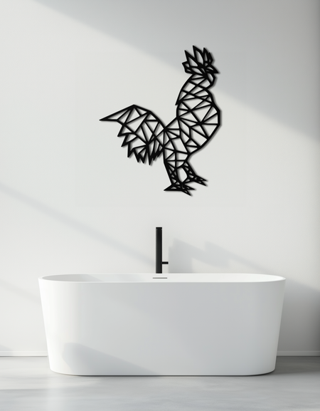 Geometric Rooster Metal Wall Art - Modern Farmhouse Decor - KAF149