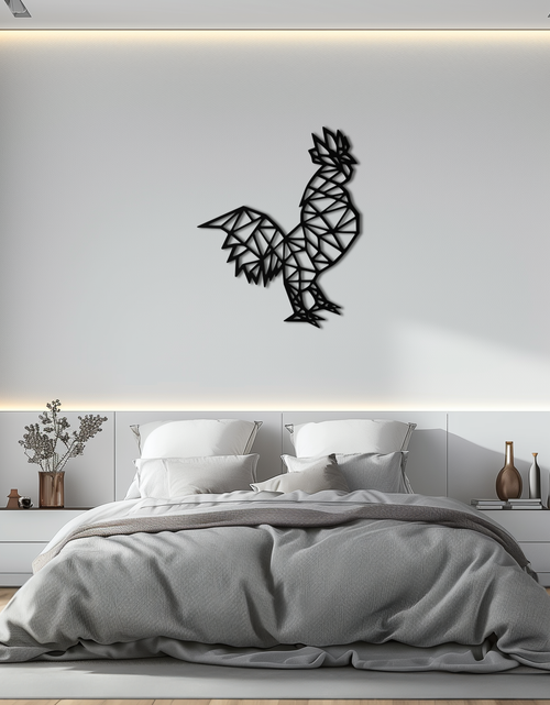 Load image into Gallery viewer, Geometric Rooster Metal Wall Art - Modern Farmhouse Decor - KAF149
