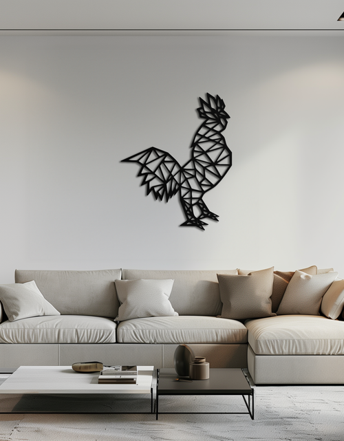 Load image into Gallery viewer, Geometric Rooster Metal Wall Art - Modern Farmhouse Decor - KAF149
