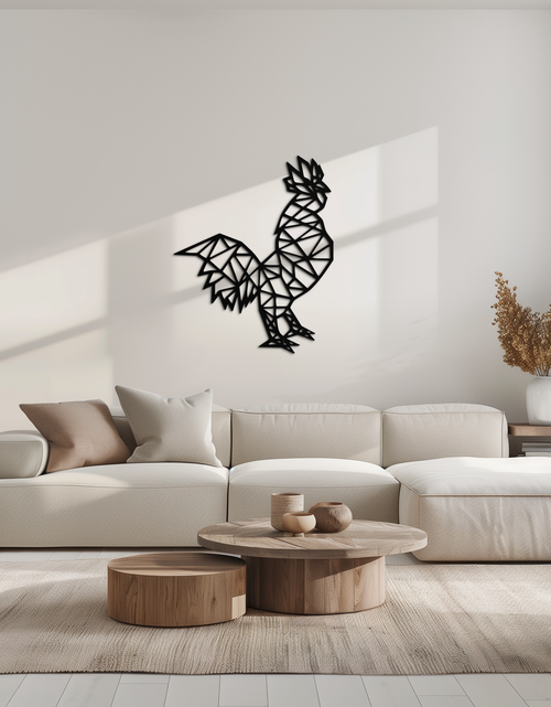 Load image into Gallery viewer, Geometric Rooster Metal Wall Art - Modern Farmhouse Decor - KAF149
