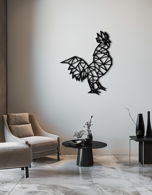 Load image into Gallery viewer, Geometric Rooster Metal Wall Art - Modern Farmhouse Decor - KAF149
