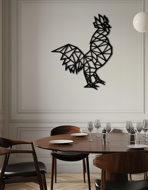 Load image into Gallery viewer, Geometric Rooster Metal Wall Art - Modern Farmhouse Decor - KAF149
