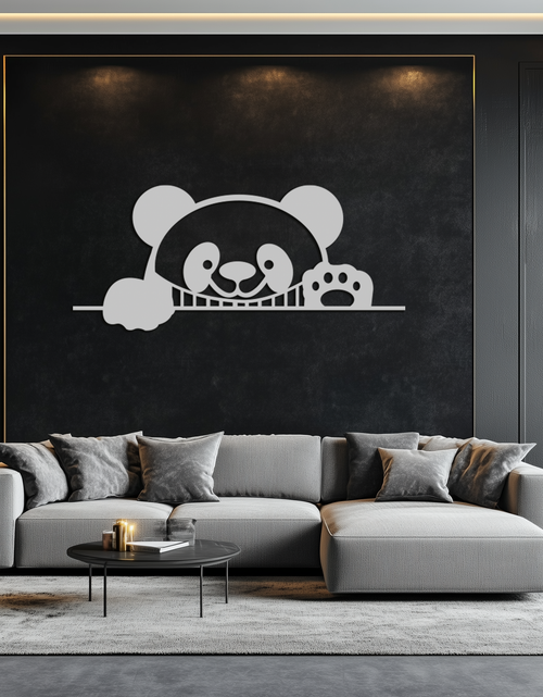 Load image into Gallery viewer, Geometric Panda Metal Wall Art - Playful Minimalist Steel Decor - KAF150
