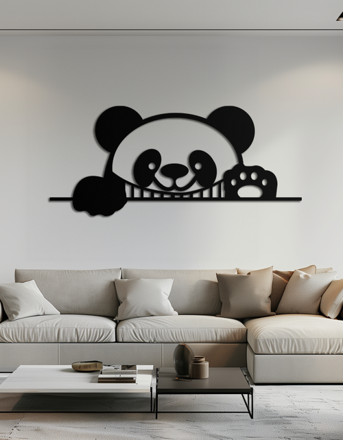 Load image into Gallery viewer, Geometric Panda Metal Wall Art - Playful Minimalist Steel Decor - KAF150
