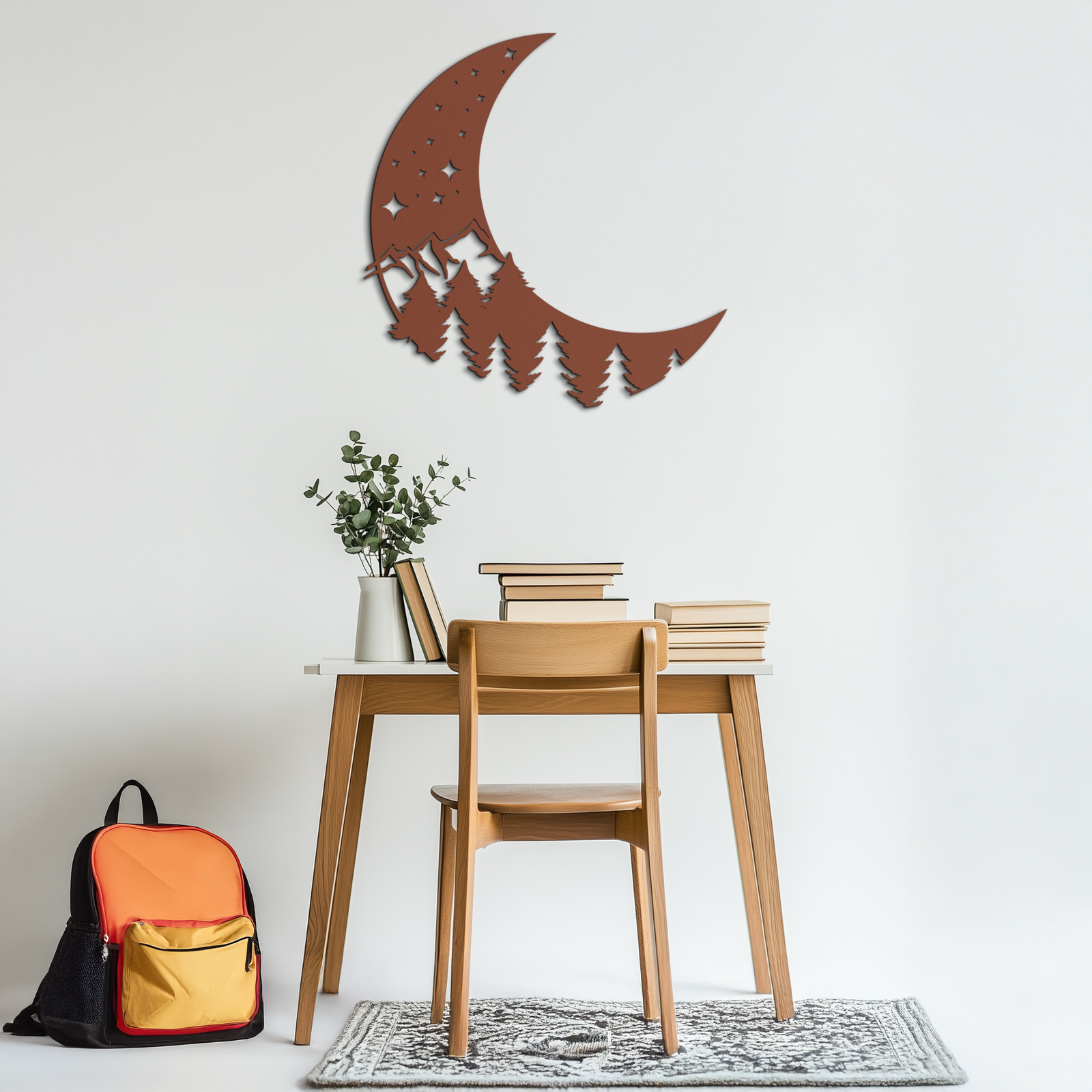 Enchanted Night Moon & Forest Metal Wall Art – Celestial Nature-Inspired Steel Decor - KAF151