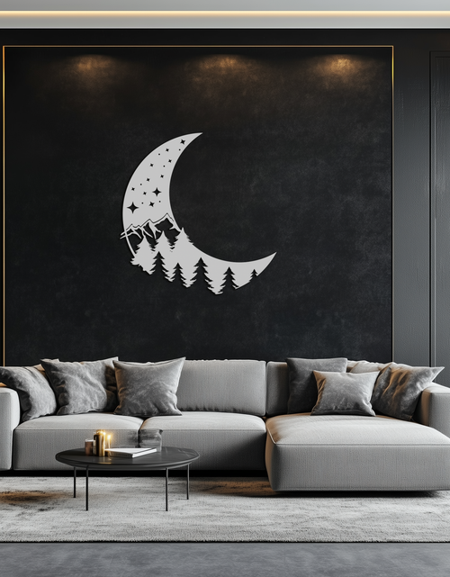 Load image into Gallery viewer, Enchanted Night Moon &amp; Forest Metal Wall Art – Celestial Nature-Inspired Steel Decor - KAF151
