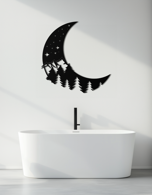 Load image into Gallery viewer, Enchanted Night Moon &amp; Forest Metal Wall Art – Celestial Nature-Inspired Steel Decor - KAF151
