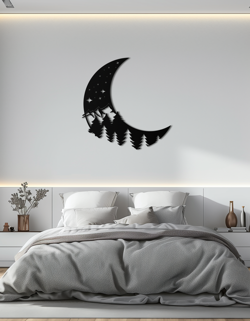 Load image into Gallery viewer, Enchanted Night Moon &amp; Forest Metal Wall Art – Celestial Nature-Inspired Steel Decor - KAF151
