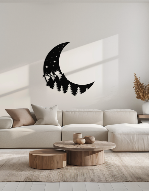 Load image into Gallery viewer, Enchanted Night Moon &amp; Forest Metal Wall Art – Celestial Nature-Inspired Steel Decor - KAF151
