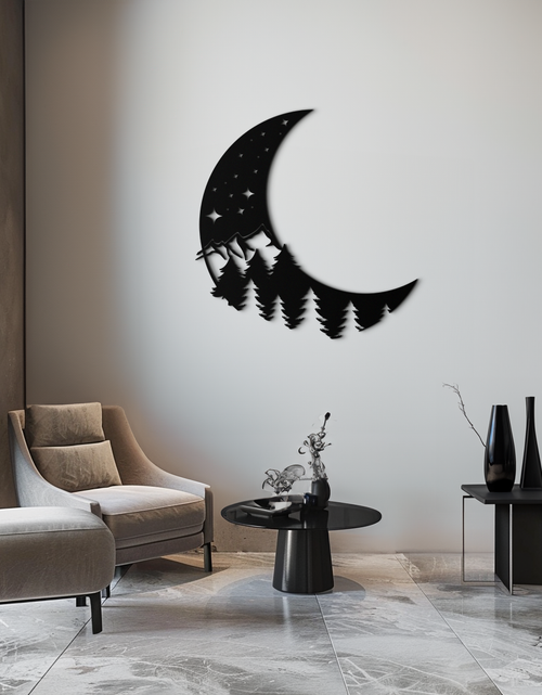 Load image into Gallery viewer, Enchanted Night Moon &amp; Forest Metal Wall Art – Celestial Nature-Inspired Steel Decor - KAF151
