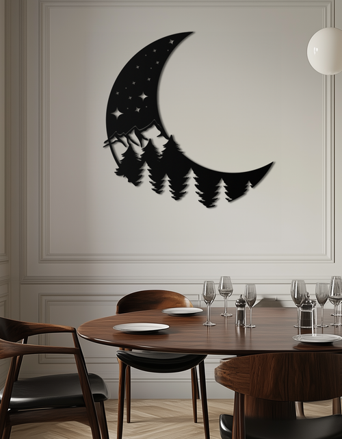 Load image into Gallery viewer, Enchanted Night Moon &amp; Forest Metal Wall Art – Celestial Nature-Inspired Steel Decor - KAF151
