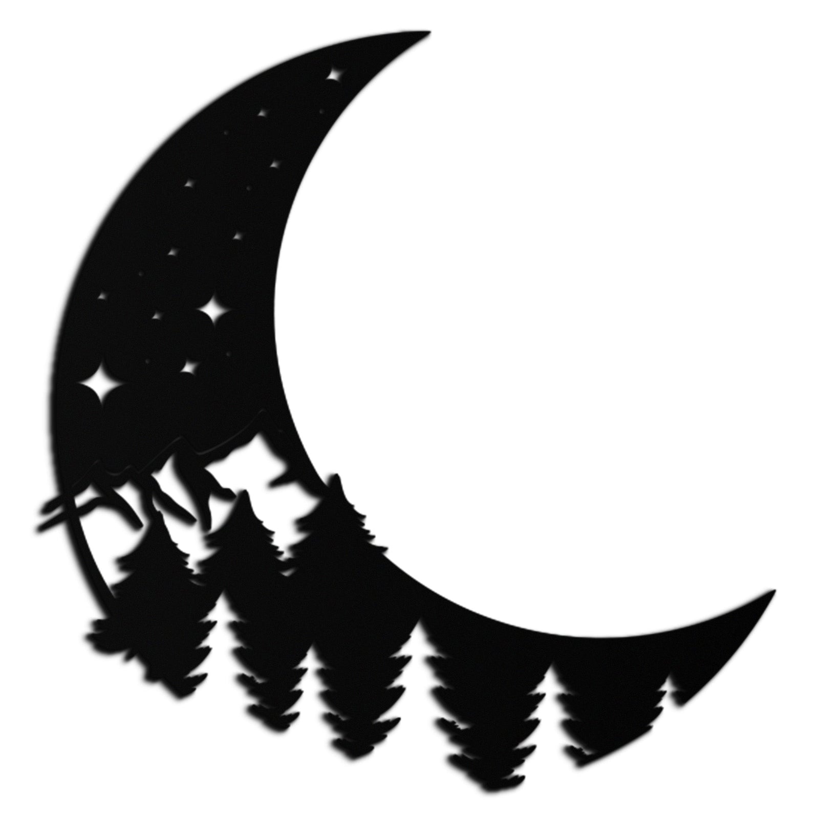 Enchanted Night Moon & Forest Metal Wall Art – Celestial Nature-Inspired Steel Decor - KAF151