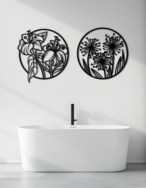 Load image into Gallery viewer, Floral Harmony Metal Wall Art – Elegant Botanical Steel Decor - KAF152
