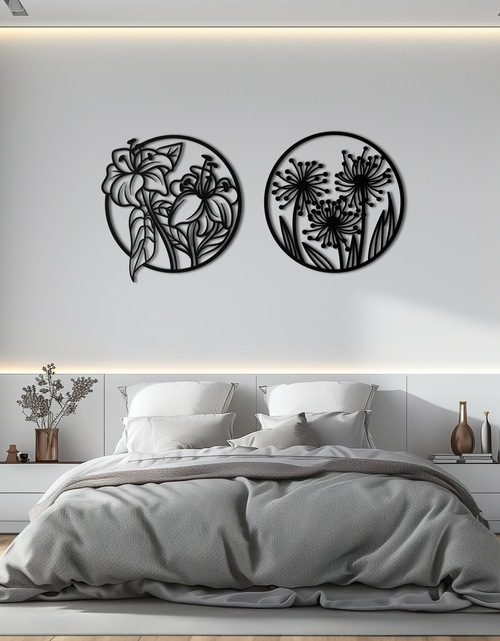 Load image into Gallery viewer, Floral Harmony Metal Wall Art – Elegant Botanical Steel Decor - KAF152
