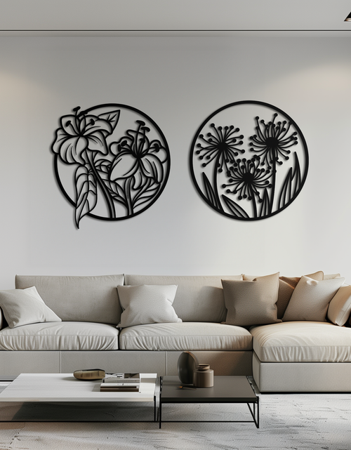 Load image into Gallery viewer, Floral Harmony Metal Wall Art – Elegant Botanical Steel Decor - KAF152

