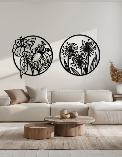 Load image into Gallery viewer, Floral Harmony Metal Wall Art – Elegant Botanical Steel Decor - KAF152
