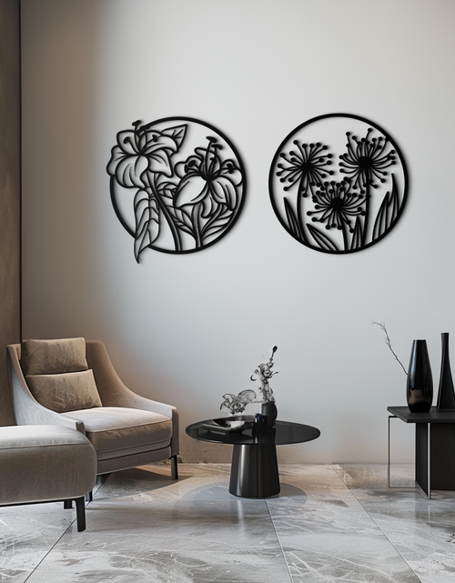 Load image into Gallery viewer, Floral Harmony Metal Wall Art – Elegant Botanical Steel Decor - KAF152

