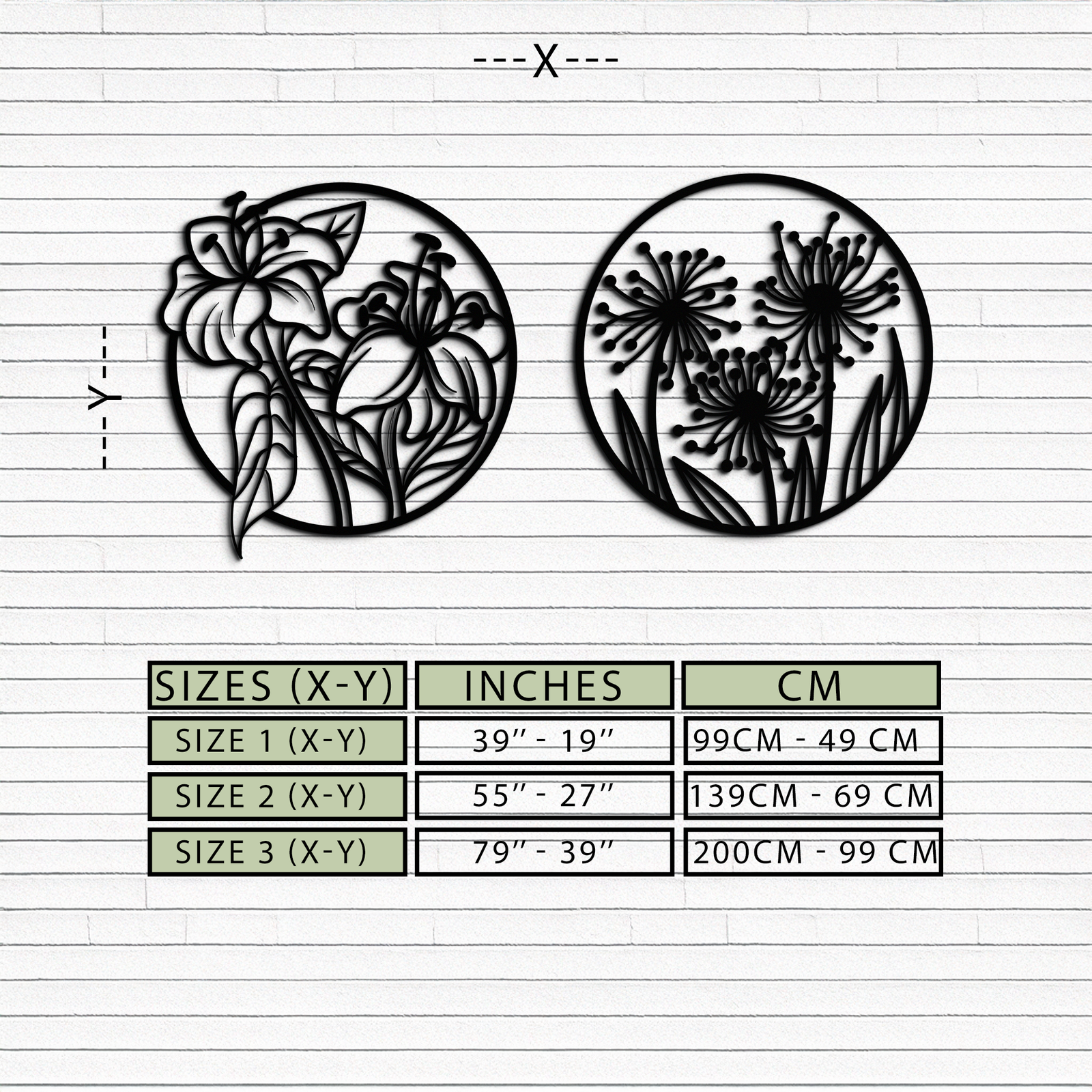 Floral Harmony Metal Wall Art – Elegant Botanical Steel Decor - KAF152