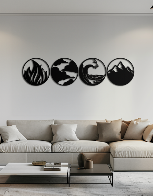 Load image into Gallery viewer, Four Elements Metal Wall Art - Fire, Air, Water, Earth Symbol Set - KAF156
