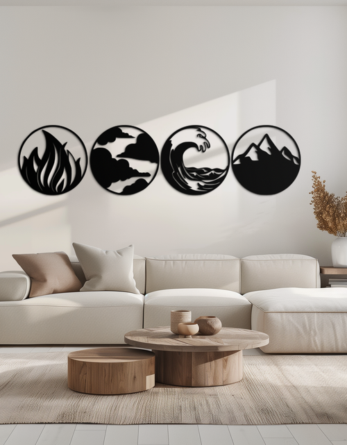 Load image into Gallery viewer, Four Elements Metal Wall Art - Fire, Air, Water, Earth Symbol Set - KAF156
