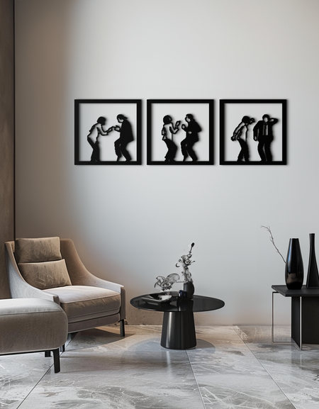 Dancing Silhouettes Metal Wall Art - Modern Minimalist Couple Wall Decor - KAF157