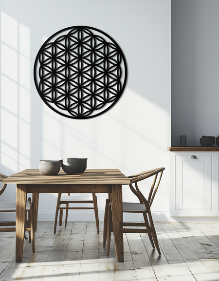 Sacred Geometry Metal Duvar Sanatı - Yaşam Çiçeği Tasarımı - KAF158