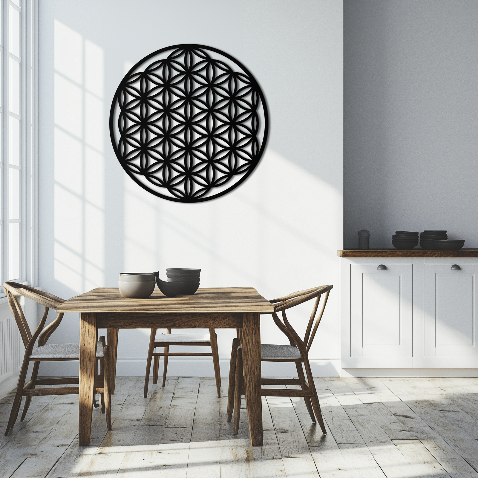 Sacred Geometry Metal Duvar Sanatı - Yaşam Çiçeği Tasarımı - KAF158