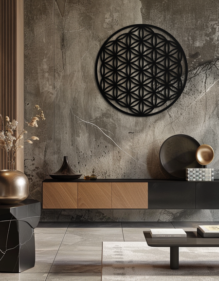 Sacred Geometry Metal Duvar Sanatı - Yaşam Çiçeği Tasarımı - KAF158