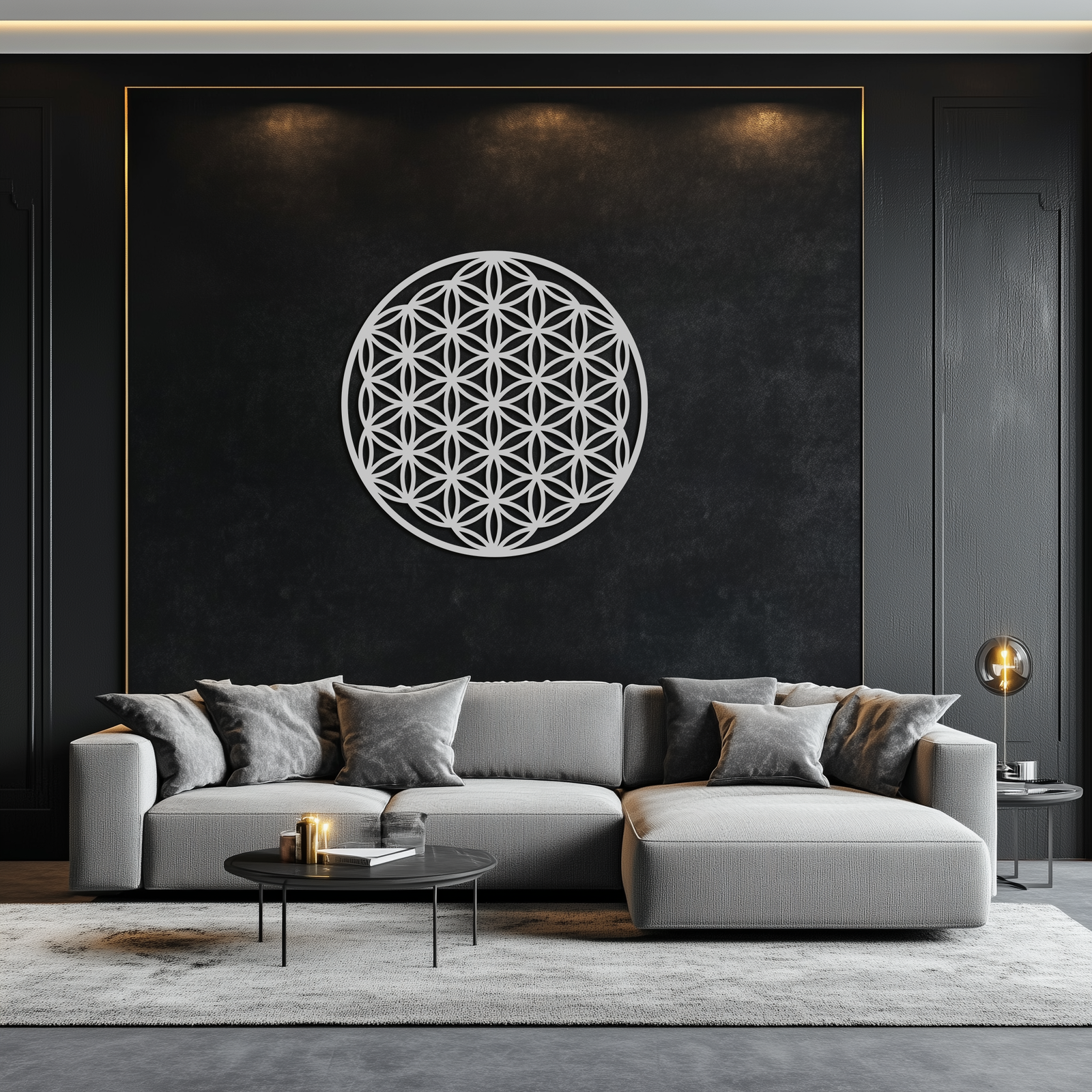 Sacred Geometry Metal Duvar Sanatı - Yaşam Çiçeği Tasarımı - KAF158