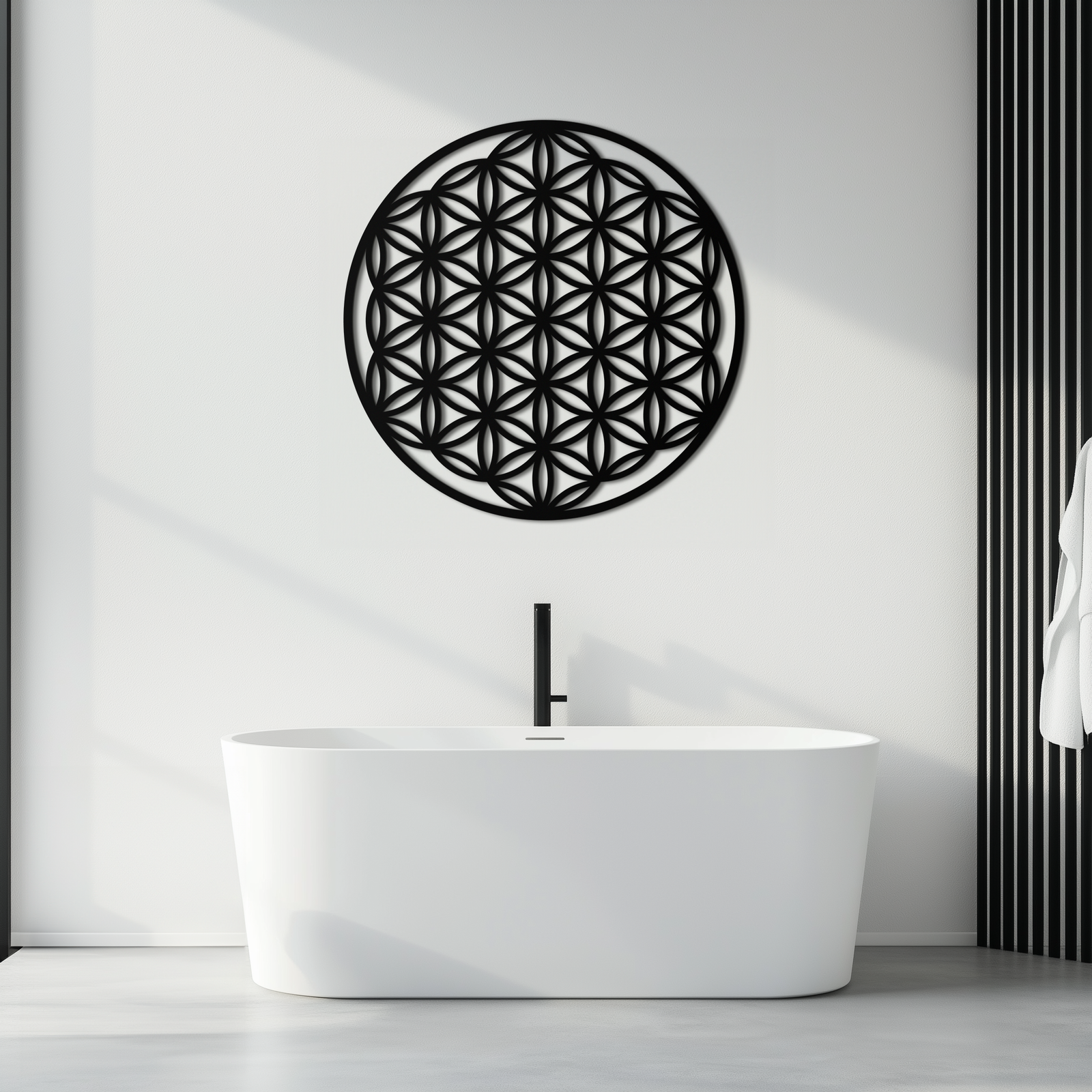 Sacred Geometry Metal Duvar Sanatı - Yaşam Çiçeği Tasarımı - KAF158