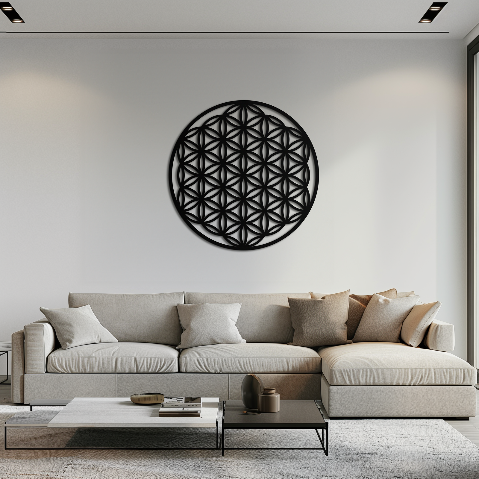 Sacred Geometry Metal Duvar Sanatı - Yaşam Çiçeği Tasarımı - KAF158