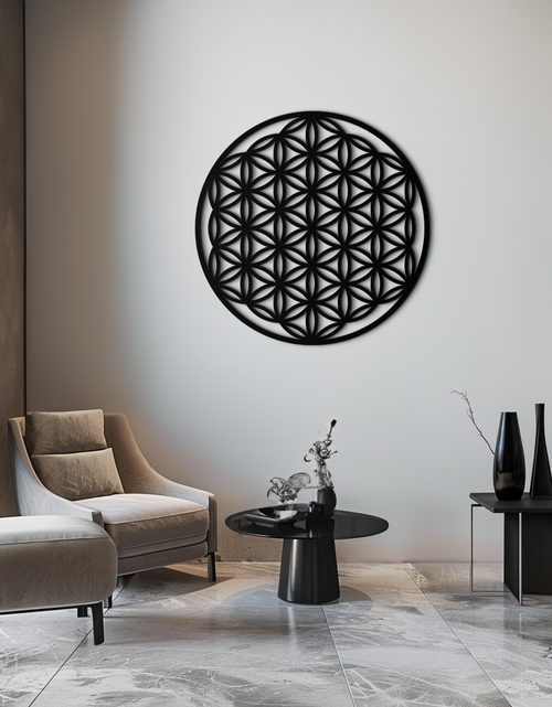 Resmi Galeri görüntüleyicisine yükleyin, Sacred Geometry Metal Duvar Sanatı - Yaşam Çiçeği Tasarımı - KAF158
