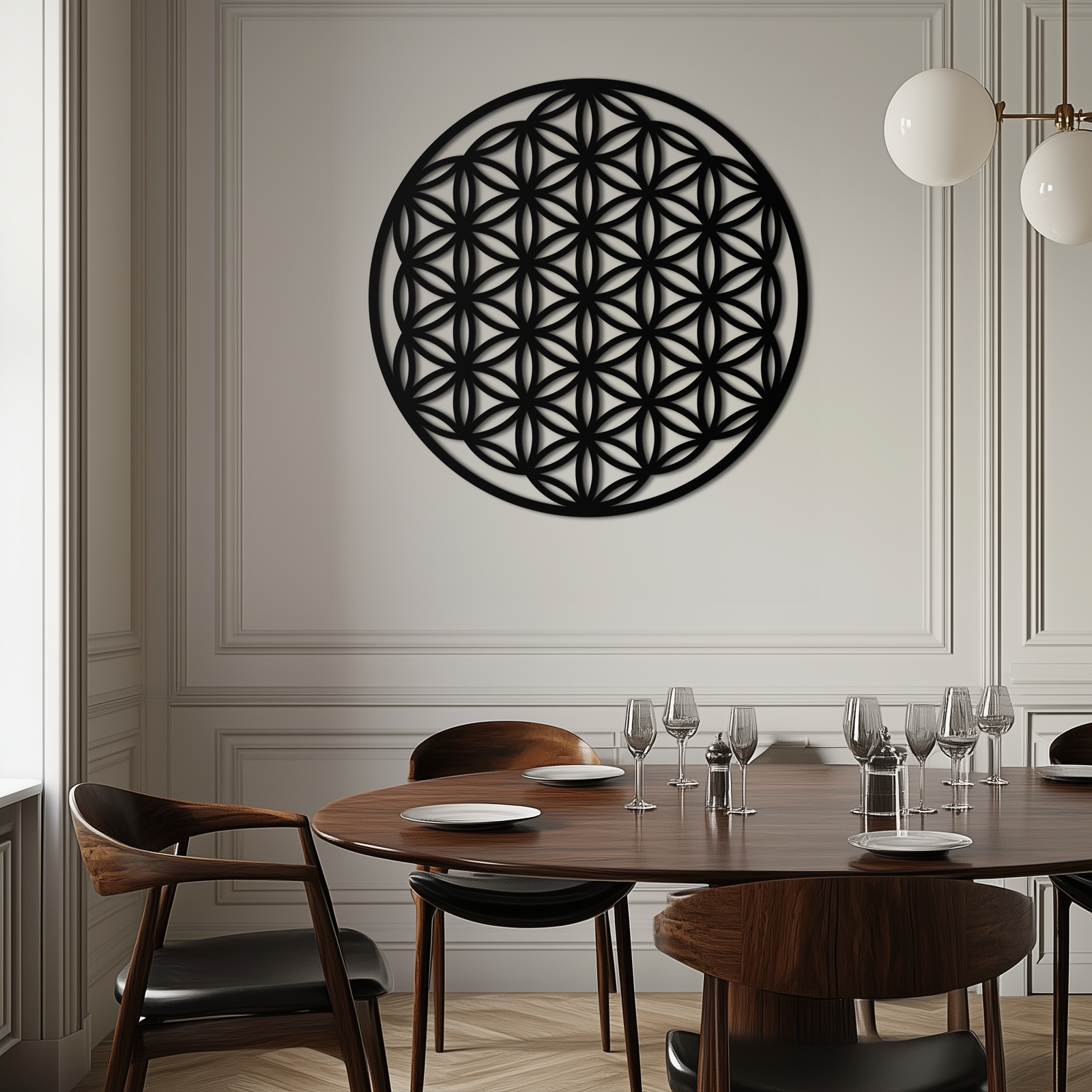 Sacred Geometry Metal Duvar Sanatı - Yaşam Çiçeği Tasarımı - KAF158