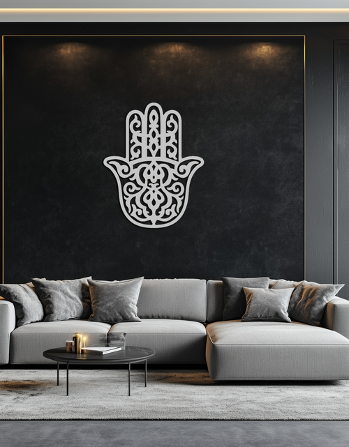 Resmi Galeri görüntüleyicisine yükleyin, Hamsa El Metal Duvar Sanatı - Sembolik Koruma ve Manevi Ev Dekoru - KAF159
