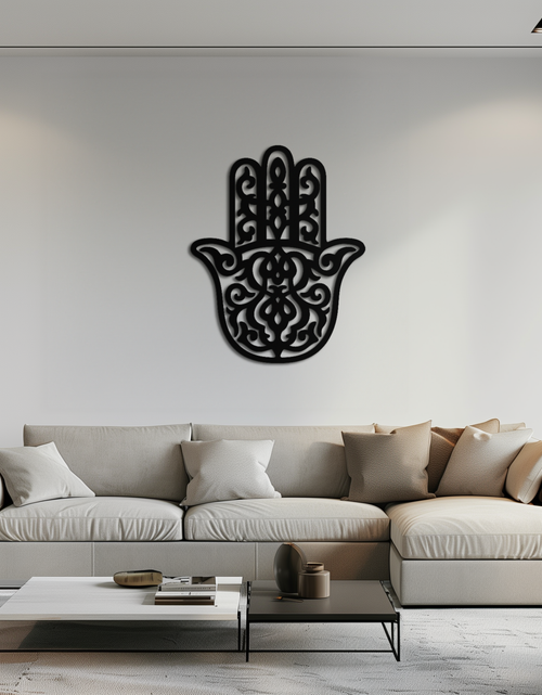 Resmi Galeri görüntüleyicisine yükleyin, Hamsa El Metal Duvar Sanatı - Sembolik Koruma ve Manevi Ev Dekoru - KAF159
