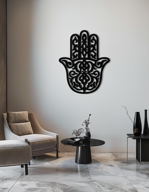 Resmi Galeri görüntüleyicisine yükleyin, Hamsa El Metal Duvar Sanatı - Sembolik Koruma ve Manevi Ev Dekoru - KAF159
