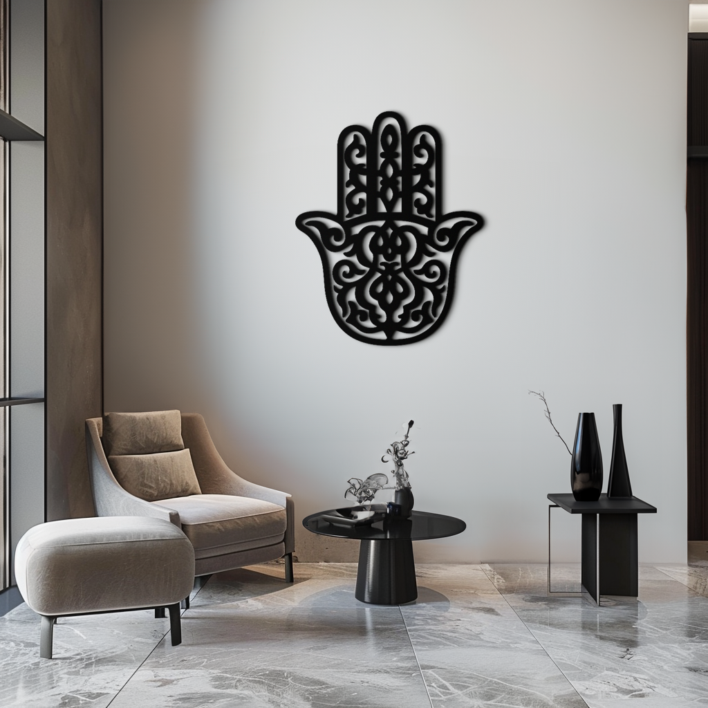 Hamsa El Metal Duvar Sanatı - Sembolik Koruma ve Manevi Ev Dekoru - KAF159