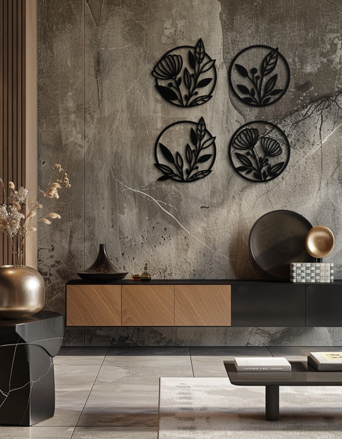 Load image into Gallery viewer, Floral Botanical Metal Wall Art - Nature-Inspired Circle Wall Decor - KAF160
