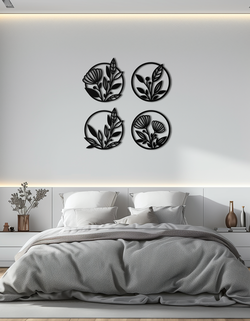 Load image into Gallery viewer, Floral Botanical Metal Wall Art - Nature-Inspired Circle Wall Decor - KAF160
