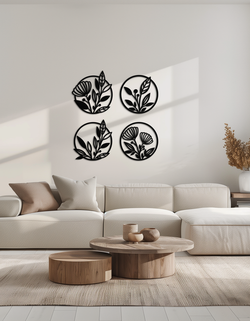 Load image into Gallery viewer, Floral Botanical Metal Wall Art - Nature-Inspired Circle Wall Decor - KAF160
