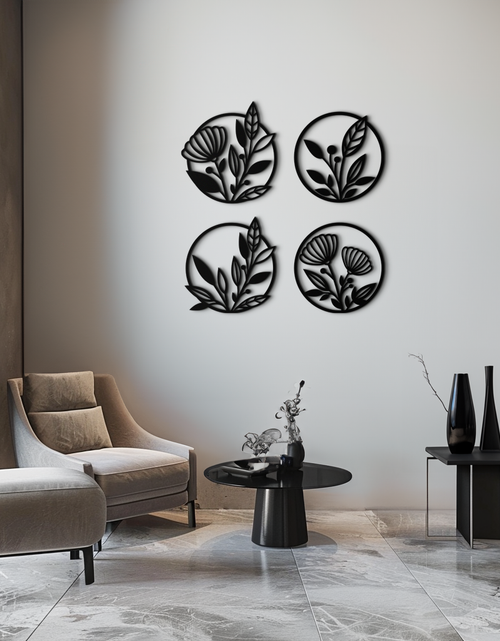 Load image into Gallery viewer, Floral Botanical Metal Wall Art - Nature-Inspired Circle Wall Decor - KAF160
