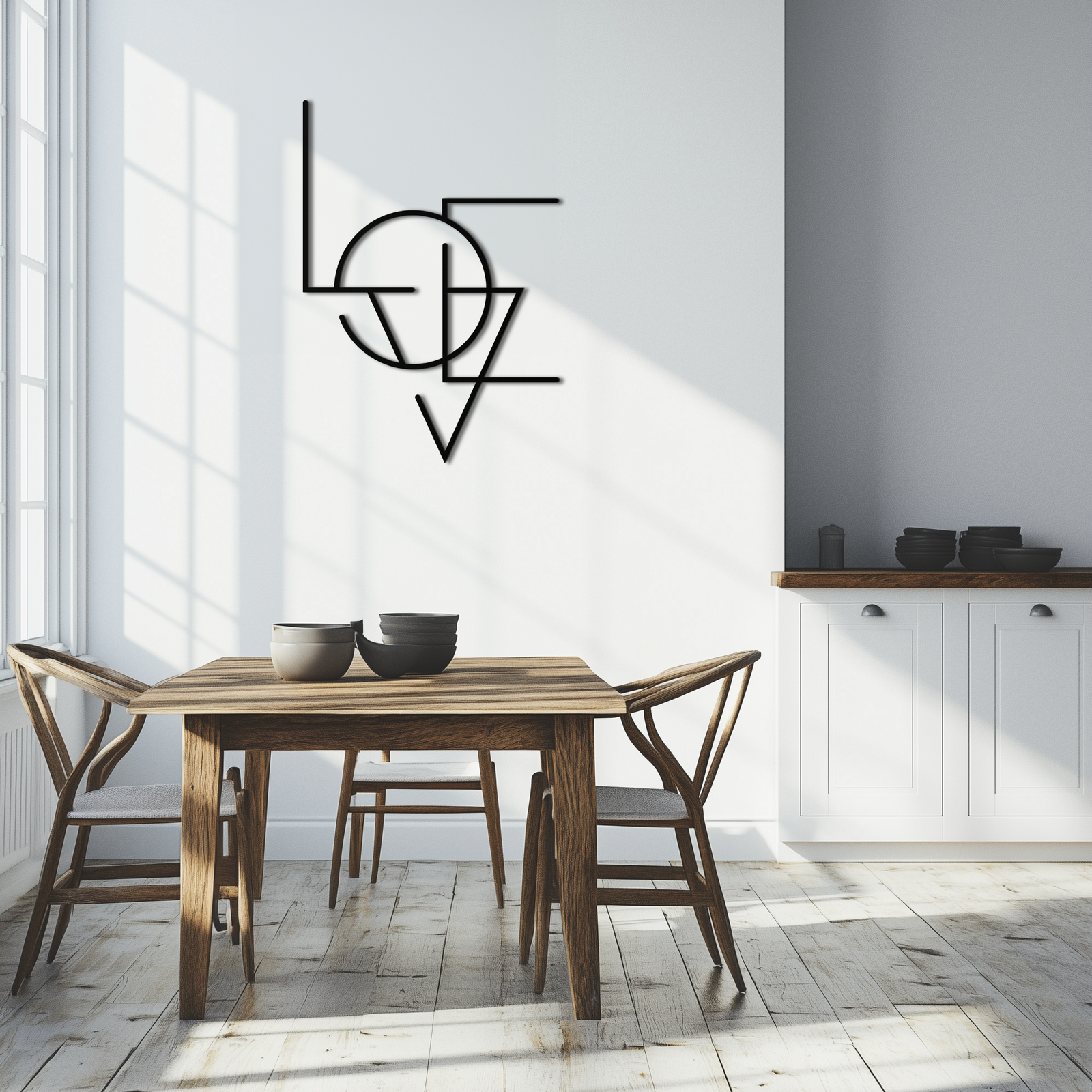 Geometrik LOVE Metal Duvar Sanatı - Modern Minimalist Duvar Dekoru- KAF162