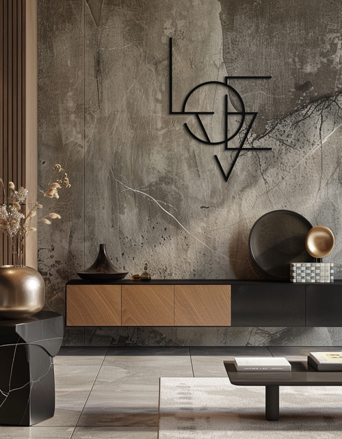 Resmi Galeri görüntüleyicisine yükleyin, Geometrik LOVE Metal Duvar Sanatı - Modern Minimalist Duvar Dekoru- KAF162
