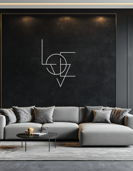Geometric LOVE Metal Wall Art - Modern Minimalist Wall Decor- KAF162