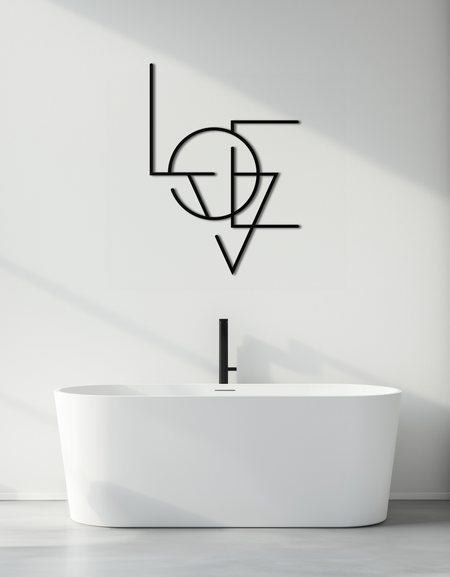 Geometric LOVE Metal Wall Art - Modern Minimalist Wall Decor- KAF162