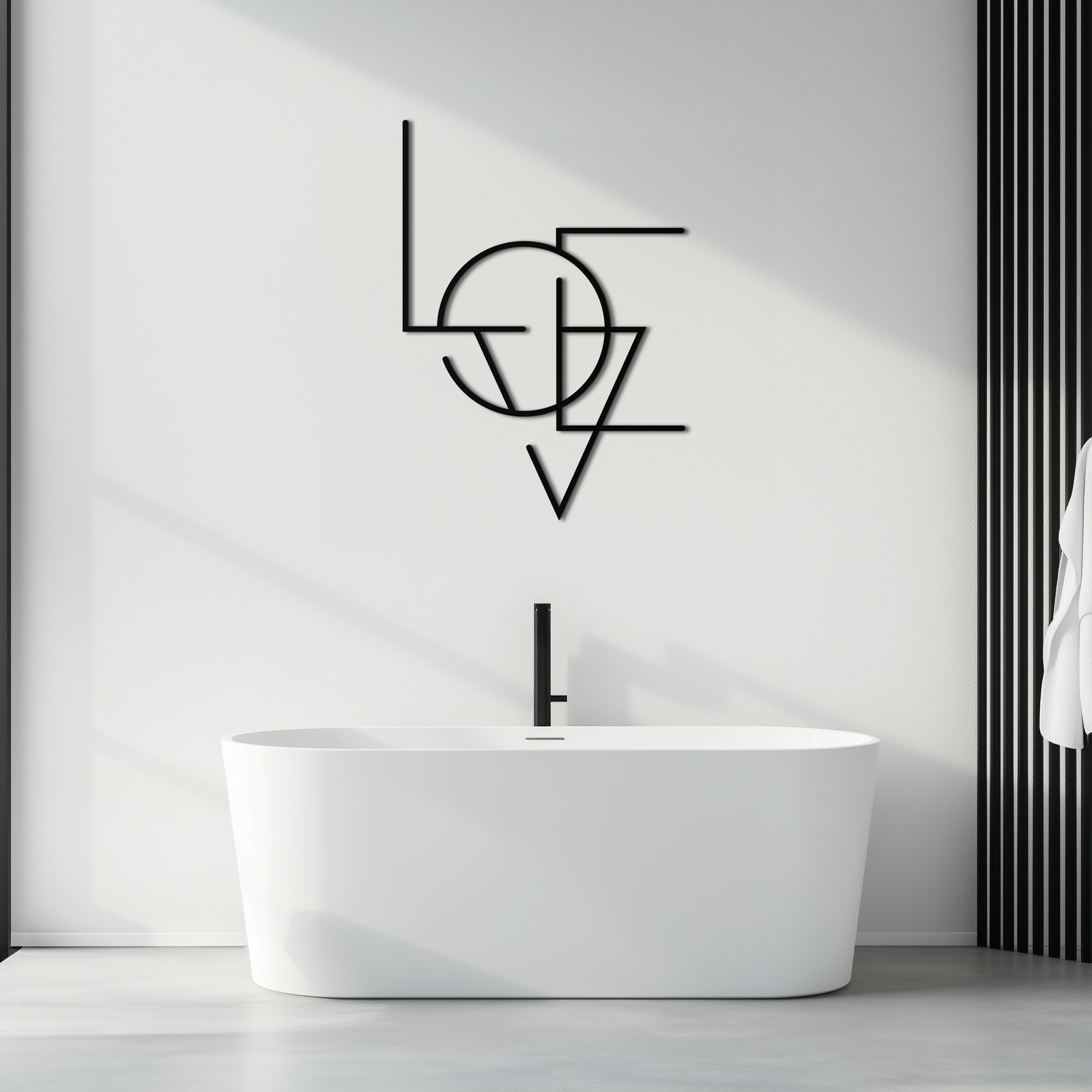 Geometrik LOVE Metal Duvar Sanatı - Modern Minimalist Duvar Dekoru- KAF162