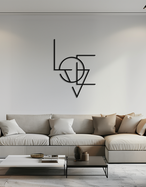Resmi Galeri görüntüleyicisine yükleyin, Geometrik LOVE Metal Duvar Sanatı - Modern Minimalist Duvar Dekoru- KAF162
